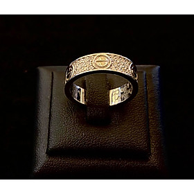 nhẫn vàng trắng 18k đính đá 