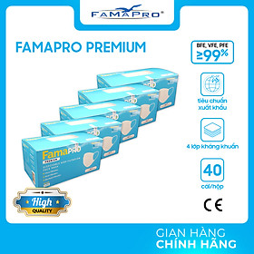 [FAMAPRO - PREMIUM] Khẩu trang y tế cao cấp 4 lớp kháng khuẩn Famapro Premium (40 cái/ hộp)