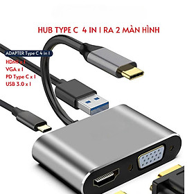 Cáp chuyển Đổi USB Type-c ra 4 cổng HDMI/ VGA/ USB và cổng sạc hỗ trợ chế độ Dex - UHV41160 Hàng Chính Hãng