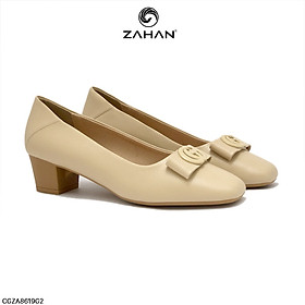 Giày cao gót mũi vuông nơ, đế cao su, 3 cm CGZA8619G2
