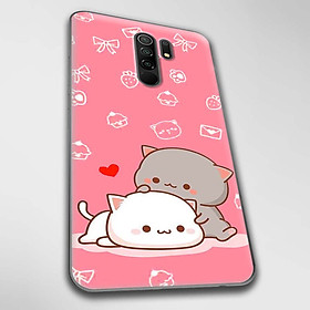 Ốp lưng dành cho Xiaomi Redmi 9, Redmi 9A, Redmi 9C mẫu Mèo mập nền hồng