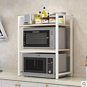 Mua Kệ lò chân H K 2 tầng khung sắt mặt gỗ cao cấp  kệ để đồ nhà bếp thông minh tiện dụng