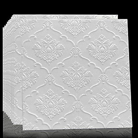 Bộ 15 Tấm Xốp Dán Tường Cổ Điển Hoa Sen 3D Màu Trắng 70x70cm Siêu Đẹp, Sang Trọng