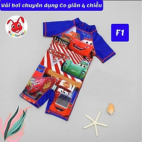 Đồ bơi liền thân cho bé trai xe Mc Queen 10-21kg - vải polyester -Kiến Lửa - F1 xe xanh - 3