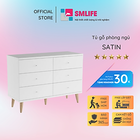 Tủ phòng ngủ gỗ hiện đại SMLIFE Satin | Gỗ MDF dày 17mm chống ẩm | D120xR40xC75cm