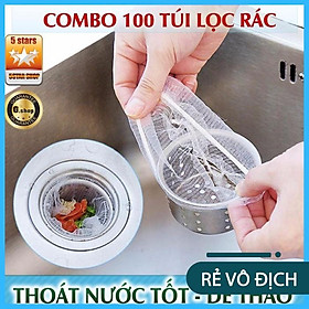 Gói 100 Túi Lưới chặn rác, Lọc Rác, Thức Ăn Thừa Siêu Tiết Kiệm