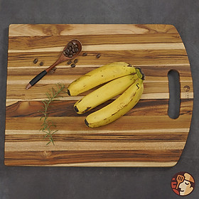 Mua Thớt gỗ Teak Chef Studio cao cấp hình chữ nhật bo đầu oval  có tay nắm  dùng cho cắt thái và trang trí