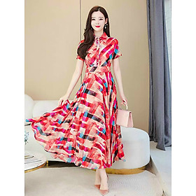 ĐẦM XÒE VOAN CỔ SƠ MI HT SẮC MÀU
