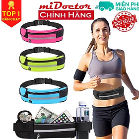 Túi đeo hông bụng chạy bộ tập gym và thể thao - nhiều ngăn - có nơi để chai nước tiện dụng - chính hãng miDoctor