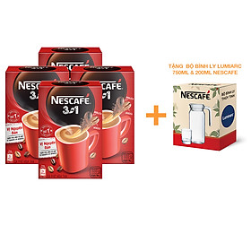 [Tặng Bộ bình ly Lumiarc 750ml & 200ml NESCAFE] Combo 4 Hộp NESCAFÉ 3IN1 Công thức cải tiến - VỊ NGUYÊN BẢN Hộp 20 gói