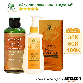 Bộ dưỡng trắng da body cho mẹ sau sinh Wonmom ( 1 kem sữa nghệ toàn thân + 1 cốt nghệ)