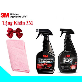 COMBO chăm sóc nội,ngoại thất xe hơi chuyên nghiệp tại nhà: dưỡng nội thất 3M 39040 + xịt tạo bóng nhanh sơn xe 3M 39034