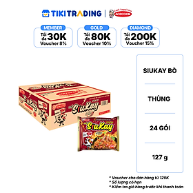 Thùng Mì Siukay Hương Bò (Gói 127g x 24)