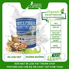 Sữa hạt thuần chay Orgagrain - Bổ sung đạm protein cho người ăn Chay - Sữa hạt 36 loại hạt và ngũ cốc tốt cho tim mạch và não bộ - Lon 900g 