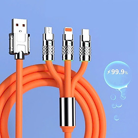 Dây Sạc 3 Đầu, Dây Sạc Nhanh 120W Với 3 Đầu Sạc Phù Hợp Với Nhiều Dòng Điện Thoại Dài Khoảng 1.2 Mét - Hàng Nhập Khẩu