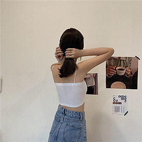 Áo bra cotton 2 dây dáng croptop cao cấp,áo ngực kèm mút nâng,áo quây ngực 2 dây in chữ 6868