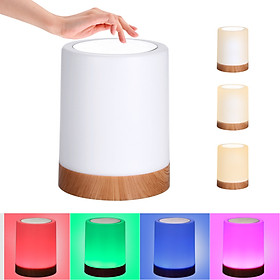 Touching Control Bedside Light USB Rechargeable Dimmable Table Lamp Warm White & RGB Color Changing Night Light for