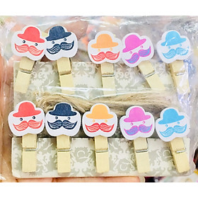 KẸP ẢNH GỖ HÌNH DỄ THƯƠNG  COMBO 2 VỈ 20 KẸP KÈM DÂY