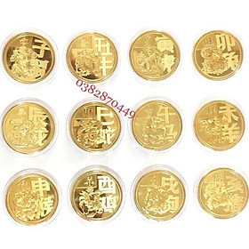 Mua Bộ Đồng Xu 12 con Giáp NiKen Mạ Vàng Đài Loan