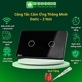 Công Tắc Hunonic Wifi Datic 2 Nút Ấn Chữ Nhật, Bật Tắt Từ Xa Trên Điện Thoại Và Ra Lệnh Giọng Nói - Datic 2 Nút Đen
