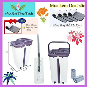 Mua BỘ LAU NHÀ MĂM CHỮ NHẬT NẮP TÍM THAN CAO CẤP  HAI NGĂN GIẶT VÀ VẮT ĐỘC LẬP  CỰC KHÔ SIÊU SẠCH