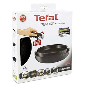 Chảo Chống Dính Cao Cấp TEFAL L65092 Ingenio Expertise 24 & 28 cm, Chống Dính Tetanium, Tay Cầm Tháo Rời, , Hàng Nhập Khẩu