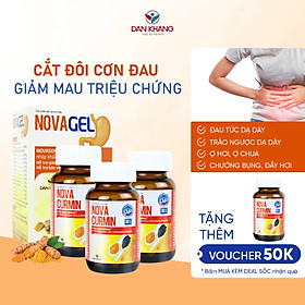 Combo 3 Hộp Viên Uống Tinh Chất Nghệ Hỗ Trợ Giảm Đau Dạ Dày Novacurmin Hộp 30v + 1 Hộp 20 Gói Uống Hỗ Trợ Giảm Đau Dạ Dày Novagel