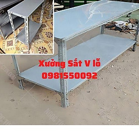 Kệ 2 tầng V lỗ ( rộng 30cm x dài 60cm x cao 50cm ),sắt V3,V4 ,Kệ sắt v lỗ,tủ v lỗ,kệ v lỗ giá rẻ