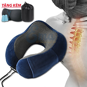 Gối kê cổ chữ U cao su non EMA chống đau mỏi cổ vai gáy cho dân văn phòng, đi...