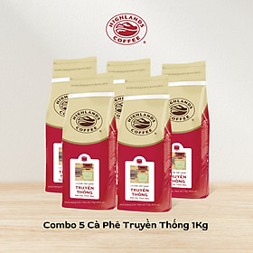 Combo 5 Túi Cà Phê Bột Truyền Thống Highlands Coffee 1Kg