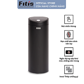 Mua Thùng rác inox FITIS nhấn tròn lớn RTL1-903 - đen - 15L