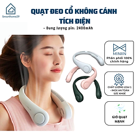 Hình ảnh Quạt Đeo Cổ Tích Điện Mini Không Cánh Tiện Lợi, Quạt Quàng Cổ 3 Cấp Độ, Kiểu Dáng Thể Thao, Sạc USB - HÀNG CHÍNH HÃNG MINIIN