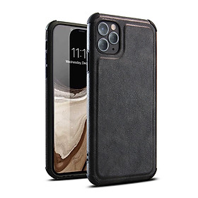 Ốp lưng da chống sốc dành cho iPhone 7  8  SE 2020  7 PLUS  8 PLUS  X  XS  XS MAX  XR  11  11 PRO  11 PRO MAX  12 MINI  12  12Pro  12 Pro Max - Hàng chính hãng - 11 Pro - Đen