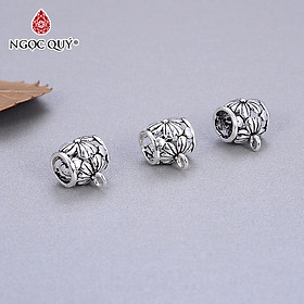 Charm bạc hình trụ xỏ ngang để gắn charm treo 8.2x10mm - Ngọc Quý Gemstones