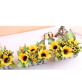 Cây giả, giỏ hàng rào cắm sẵn hoa cỏ nhân tạo dài 50cm nhiều mẫu trang trí nhà cửa Flowermini HR-50