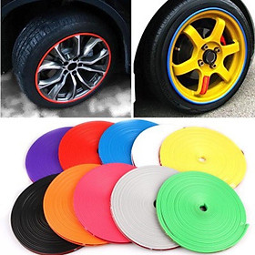 Nẹp chỉ viền bánh xe, nẹp chống xước lazang xe hơi,cao su dán viền trang trí bánh ô tô cuộn 8m chất lượng nhiều màu