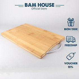 Thớt gỗ tre Bam House loại dày kích thước lớn 20x30cm có tay cầm inox cao cấp TGT01 - Gia dụng bếp