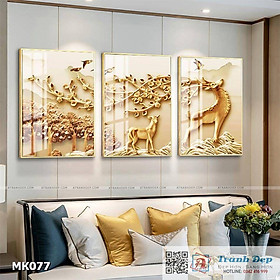 Mua Bộ 3 tranh mica cao cấp Hươu vàng - MK077