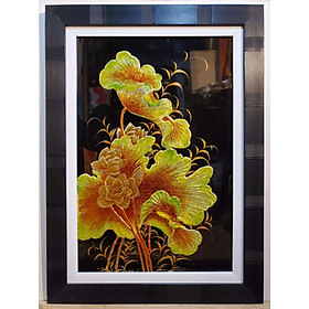 Mua TRANH SƠN MÀI ĐẮP NỔI THẾP VÀNG BẠC - HOA SEN VÀNG