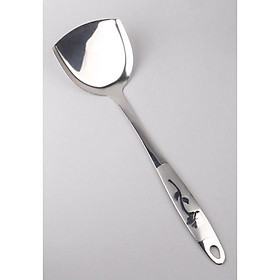 Mua Vá múc canh inox đặc nguyên khối sạn chiên xào vá lổ xẻng đặc xẻng lổ hiệu hoa hồng dày đặc nguyên khối sang trọng