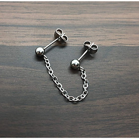 Bông tai xỏ lỗ đinh unisex phiên bản xích đơn tối giản năng động