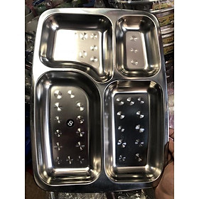 Mua Khay cơm phần inox hai mẫu sâu và cạn khay cơm 4 ngăn inox dày xịn