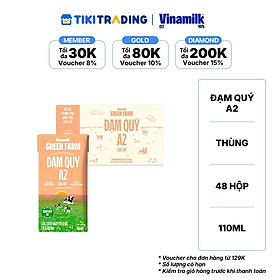 Thùng 48 hộp Sữa tươi Nguyên chất Tiệt trùng Vinamilk Green Farm A2 110ml