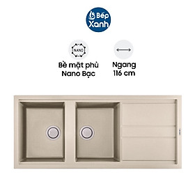 Mua Chậu Rửa Chén Đá Malloca Bianco K-50062 (Màu Kem) - Ngang 116cm - Phủ Nano Bạc - Hàng Chính Hãng