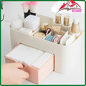 Mua Kệ Đựng Mỹ Phẩm Mini BITANO Nhiều Ngăn Bằng Nhựa Để Bàn Tiện Dụng (22 X 11 X 10.5Cm) - Hàng Chính Hãng