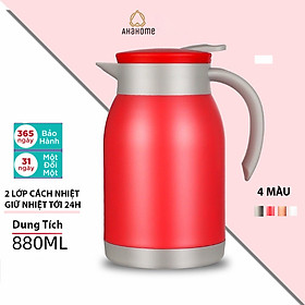 Mua Bình Nước Giữ Nhiệt  Ấm Pha Trà 2 Lớp Cách Nhiệt Inox 304 Không Gỉ Dung Tích 880ml BGN21