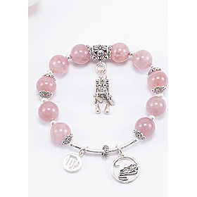 Vòng Tay Phong Thủy Đá Thạch Anh Hồng Phối Charm Đèn Lồng Bạc (10mm) Mệnh Hỏa, Thổ Ngọc Quý Gemstones