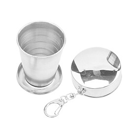 Camping Folding Cup with Keychain Telescopic Mug Stainless Steel Camping Mug