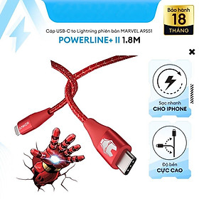 Cáp Sạc ANKER PowerLine+ III USB-C TO Light.ning dài 1.8M - ANKER A9551 - Phiên Bản Marvel - Hỗ Trợ Sạc Nhanh Cho iPhone