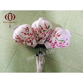 Đèn lồng vải đủi vẽ họa tiết chim và hoa xinh xắn